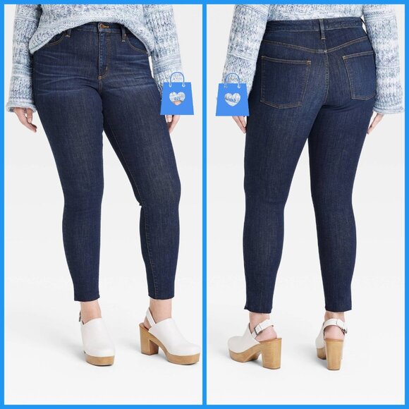 Size 10 - Womens High-Rise Skinny Jeans - Universal Thread - Dark Wash - Picture 3 of 11